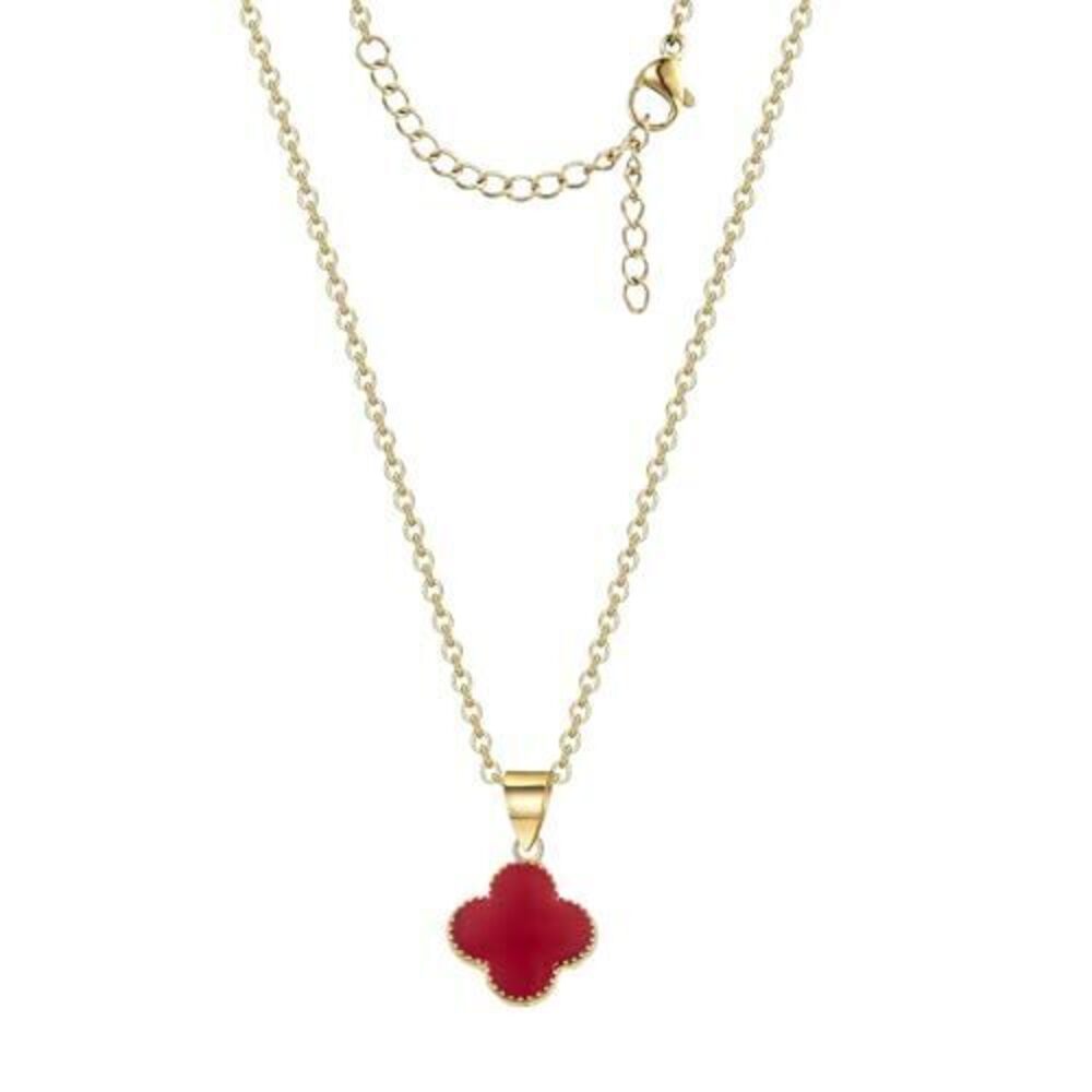 8549 3 Colors Elegant 18K Gold Plated FourLeaf Clover Pendant Necklace –